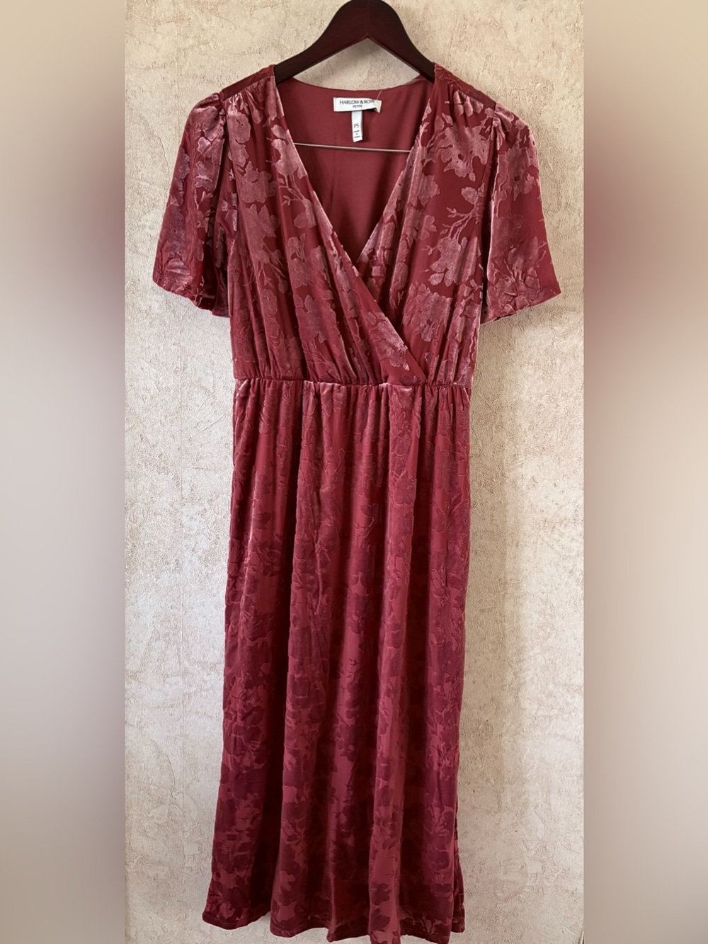 Harlow & Rose  Floral Velvet Midi Dress